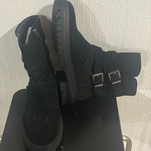 Vince Camuto Belisha 2 Black Suede Side Zipper Moto Biker Boots Size9